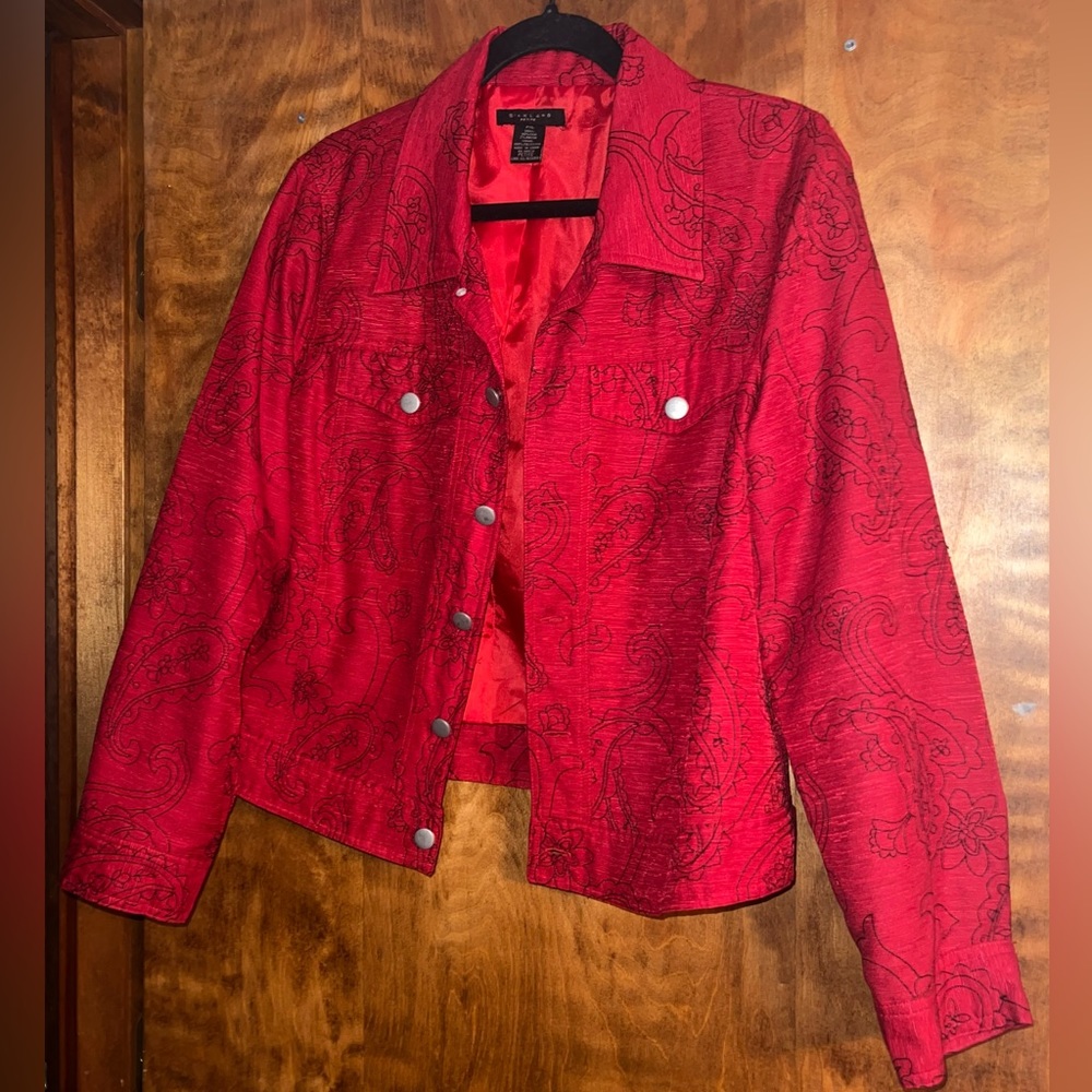 Silkland red embroidered jacket